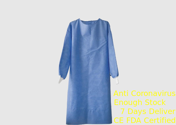 Jednorazowa suknia chirurgiczna z długim rękawem Materiał SMS Wysoka wytrzymałość Okrągły dekolt dostawca