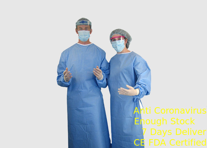 Jednorazowa suknia chirurgiczna z materiału SMS Niebieska Degradowalna z wiązaniami na szyi / talii dostawca